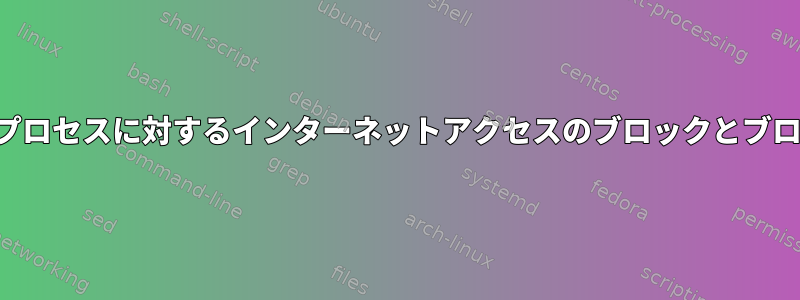 実行中のプロセスに対するインターネットアクセスのブロックとブロック解除