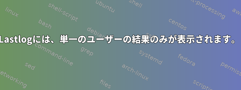 Lastlogには、単一のユーザーの結果のみが表示されます。