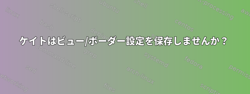 ケイトはビュー/ボーダー設定を保存しませんか？