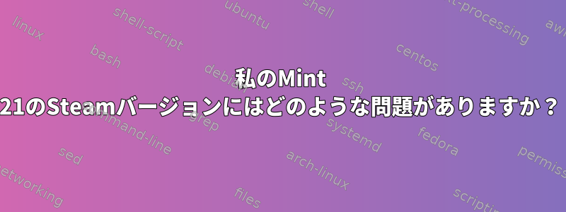 私のMint 21のSteamバージョンにはどのような問題がありますか？