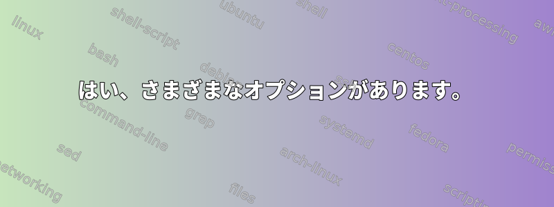 はい、さまざまなオプションがあります。