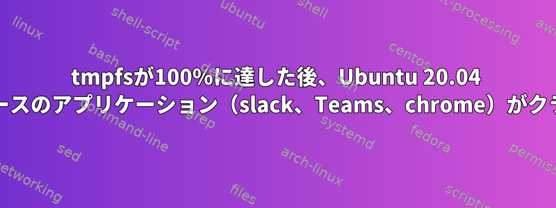 tmpfsが100％に達した後、Ubuntu 20.04 Electronベースのアプリケーション（slack、Teams、chrome）がクラッシュする