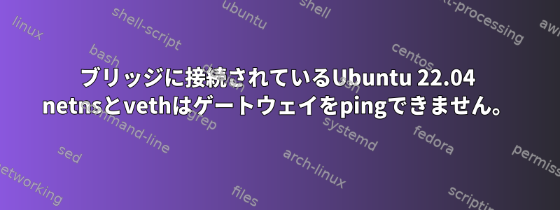 ブリッジに接続されているUbuntu 22.04 netnsとvethはゲートウェイをpingできません。