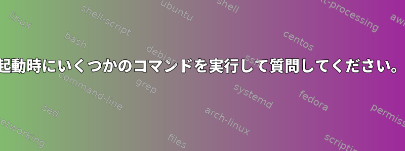 起動時にいくつかのコマンドを実行して質問してください。