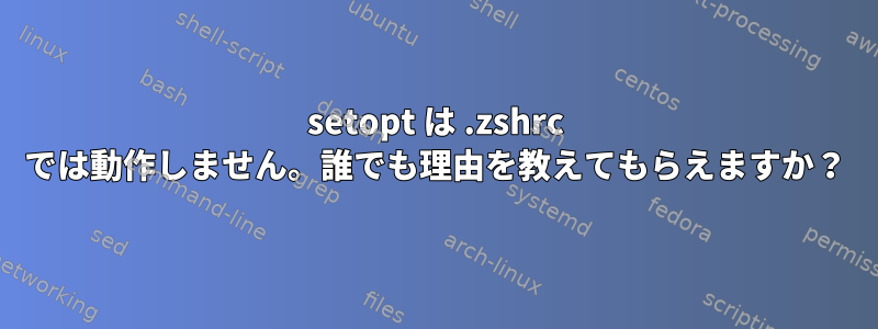 setopt は .zshrc では動作しません。誰でも理由を教えてもらえますか？