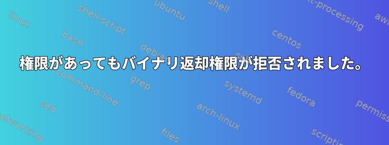 777 権限があってもバイナリ返却権限が拒否されました。