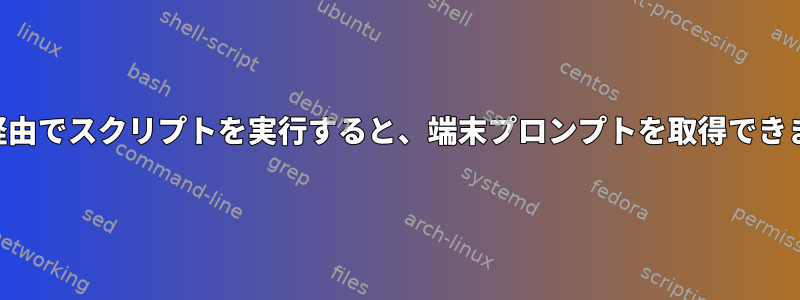 SSH経由でスクリプトを実行すると、端末プロンプトを取得できません