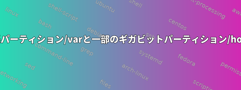 拡張パーティション/varと一部のギガビットパーティション/home