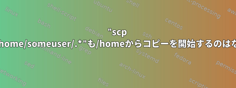 "scp 10.0.0.11:/home/someuser/.*"も/homeからコピーを開始するのはなぜですか？