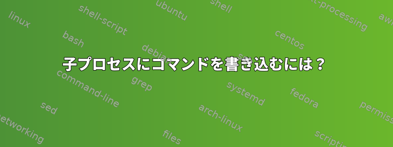 子プロセスにコマンドを書き込むには？