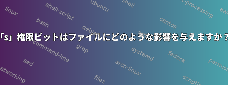 「s」権限ビットはファイルにどのような影響を与えますか？