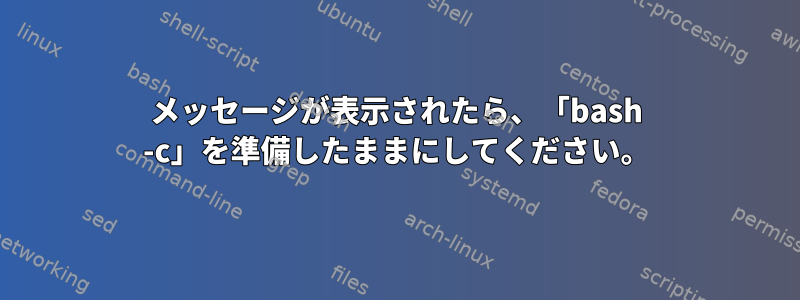 メッセージが表示されたら、「bash -c」を準備したままにしてください。