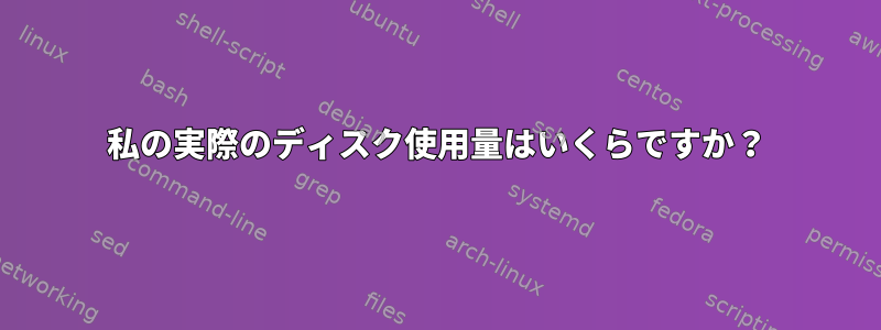 私の実際のディスク使用量はいくらですか？