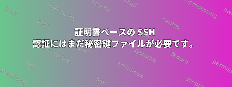 証明書ベースの SSH 認証にはまだ秘密鍵ファイルが必要です。