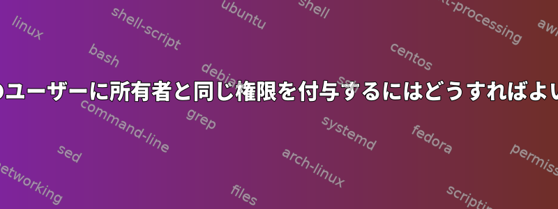 グループのユーザーに所有者と同じ権限を付与するにはどうすればよいですか？