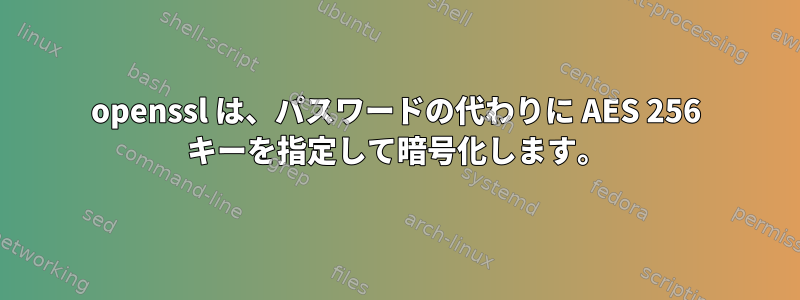 openssl は、パスワードの代わりに AES 256 キーを指定して暗号化します。