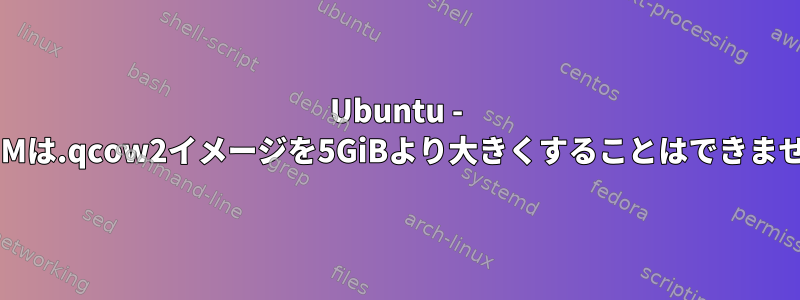 Ubuntu - VMMは.qcow2イメージを5GiBより大きくすることはできません