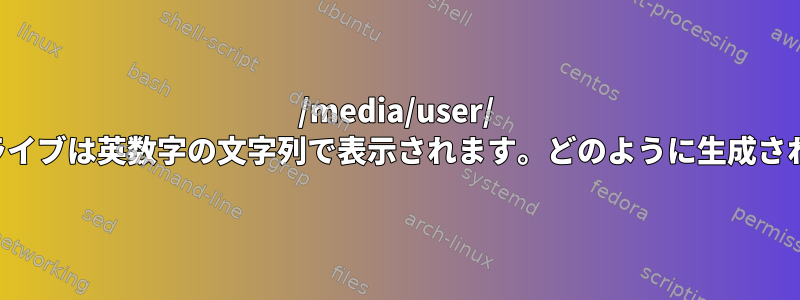 /media/user/ の下のドライブは英数字の文字列で表示されます。どのように生成されますか？