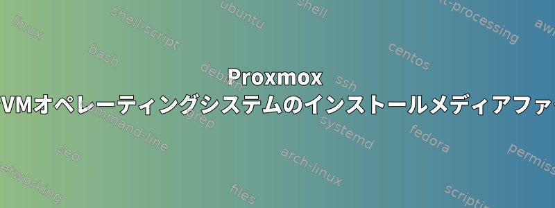 Proxmox WebインターフェイスでVMオペレーティングシステムのインストールメディアファイルを見つける方法は？