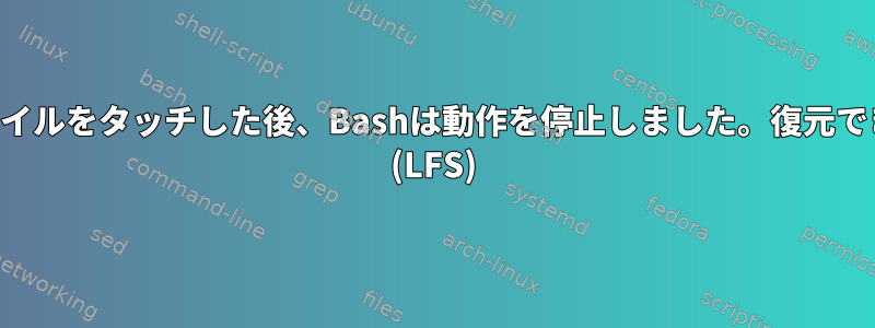 特定のファイルをタッチした後、Bashは動作を停止しました。復元できますか？ (LFS)