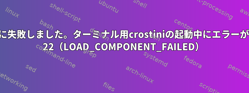 vmshellの起動に失敗しました。ターミナル用crostiniの起動中にエラーが発生しました。 22（LOAD_COMPONENT_FAILED）