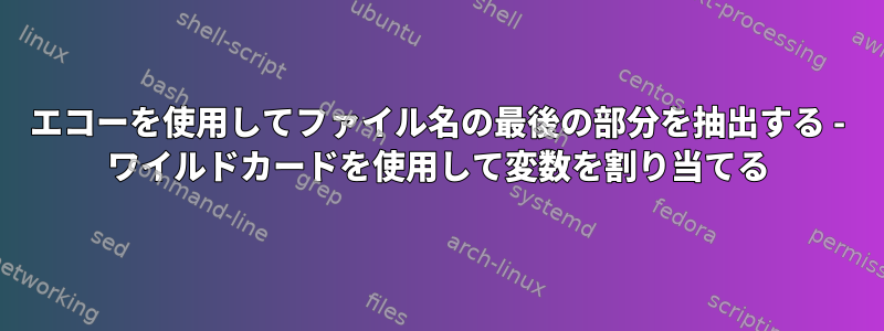 エコーを使用してファイル名の最後の部分を抽出する - ワイルドカードを使用して変数を割り当てる