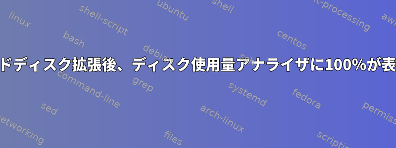 VMWareハードディスク拡張後、ディスク使用量アナライザに100％が表示されます。