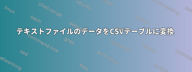 テキストファイルのデータをCSVテーブルに変換