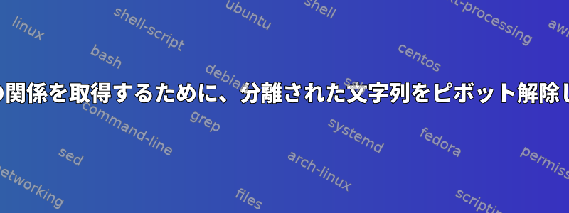 親と子の関係を取得するために、分離された文字列をピボット解除します。