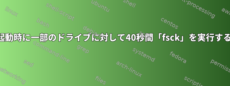 起動時に一部のドライブに対して40秒間「fsck」を実行する