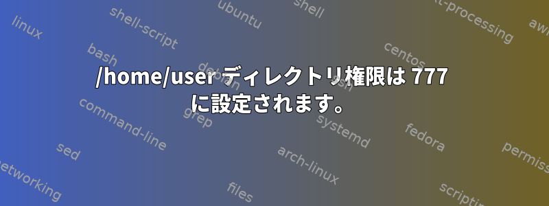 /home/user ディレクトリ権限は 777 に設定されます。