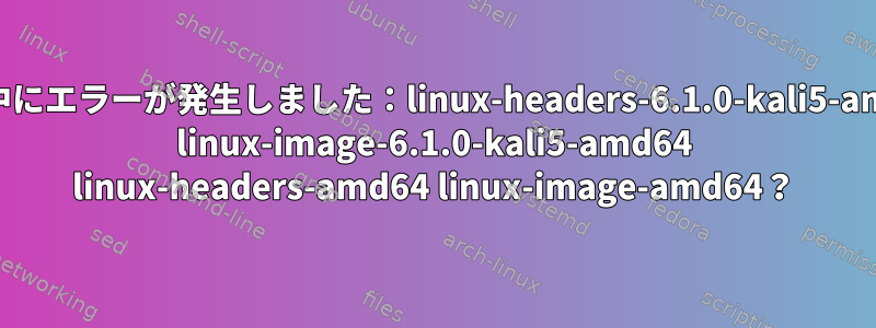 処理中にエラーが発生しました：linux-headers-6.1.0-kali5-amd64 linux-image-6.1.0-kali5-amd64 linux-headers-amd64 linux-image-amd64？