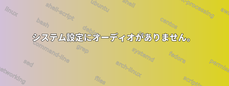 システム設定にオーディオがありません。