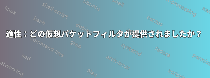 適性：どの仮想パケットフィルタが提供されましたか？