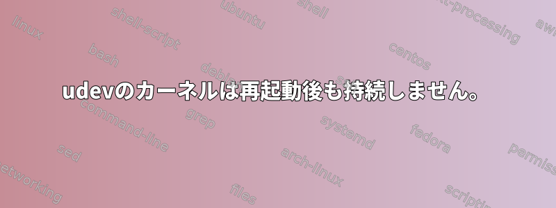 udevのカーネルは再起動後も持続しません。