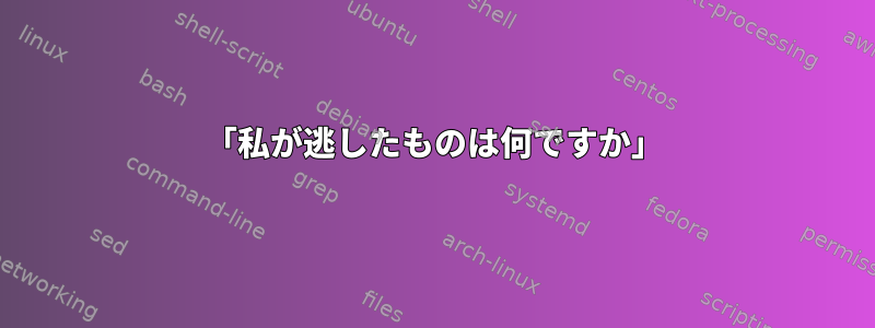 「私が逃したものは何ですか」