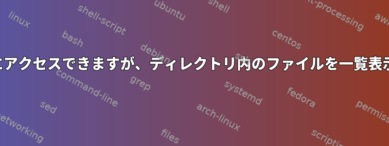 ユーザーはディレクトリにアクセスできますが、ディレクトリ内のファイルを一覧表示することはできません。