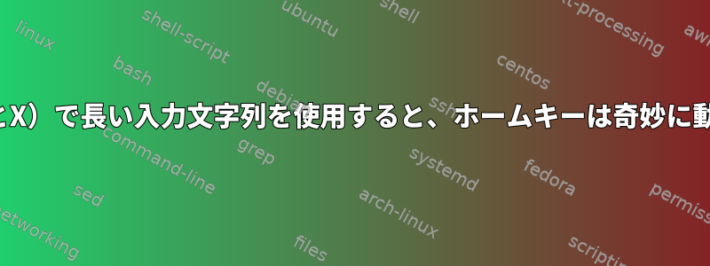 bash（ttyとX）で長い入力文字列を使用すると、ホームキーは奇妙に動作します。