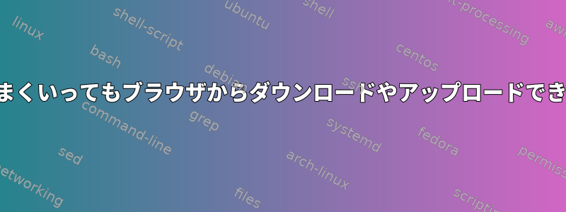 接続がうまくいってもブラウザからダウンロードやアップロードできません。