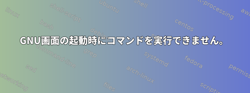 GNU画面の起動時にコマンドを実行できません。