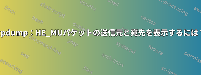 tcpdump：HE_MUパケットの送信元と宛先を表示するには？