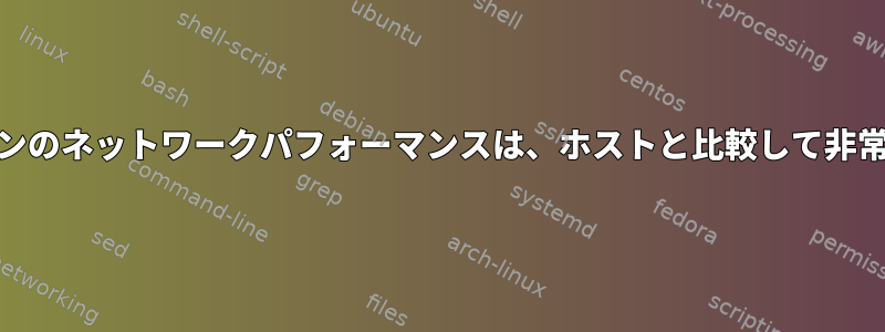 KVM仮想マシンのネットワークパフォーマンスは、ホストと比較して非常に遅いです。