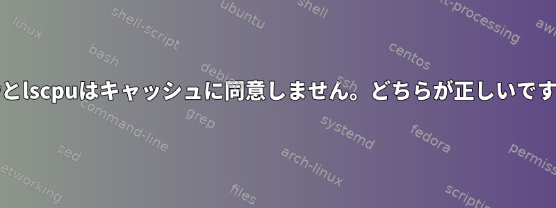 lshwとlscpuはキャッシュに同意しません。どちらが正しいですか？