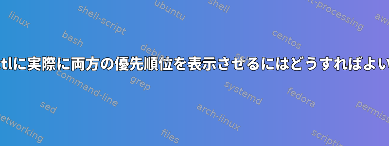 Journalctlに実際に両方の優先順位を表示させるにはどうすればよいですか？