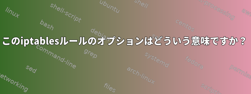 このiptablesルールのオプションはどういう意味ですか？