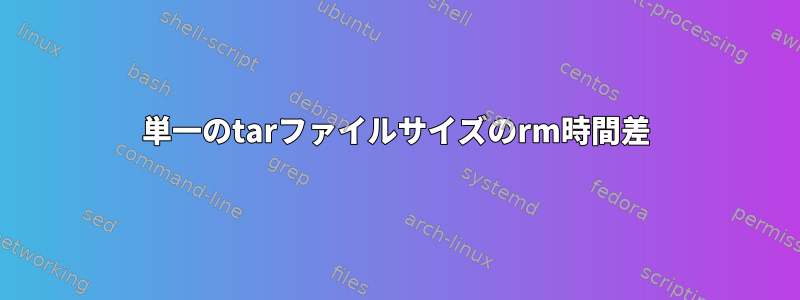 単一のtarファイルサイズのrm時間差