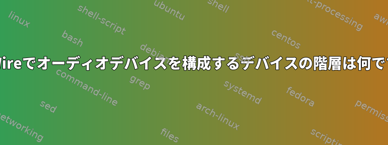 PipeWireでオーディオデバイスを構成するデバイスの階層は何ですか？