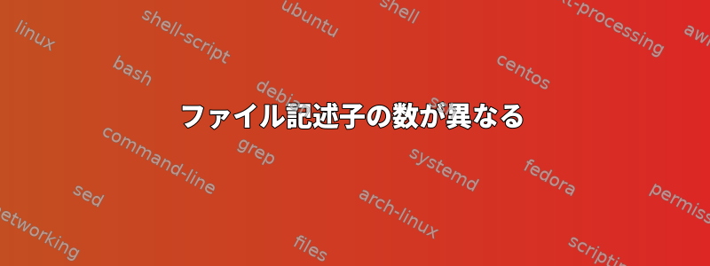 ファイル記述子の数が異なる