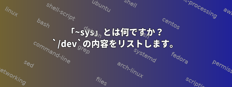 「~sys」とは何ですか？ `/dev`の内容をリストします。