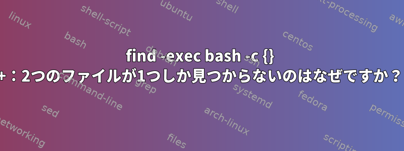 find -exec bash -c {} +：2つのファイルが1つしか見つからないのはなぜですか？